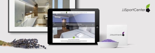 Projektowanie strony internetowej dla Hotelu JJ Sport Center Apartments Agencja brandingowa Moweli Creative, Dąbrowa Górnicza, Sosnowiec, Katowice, Warszawa, Wrocław, Kraków, Gdańsk